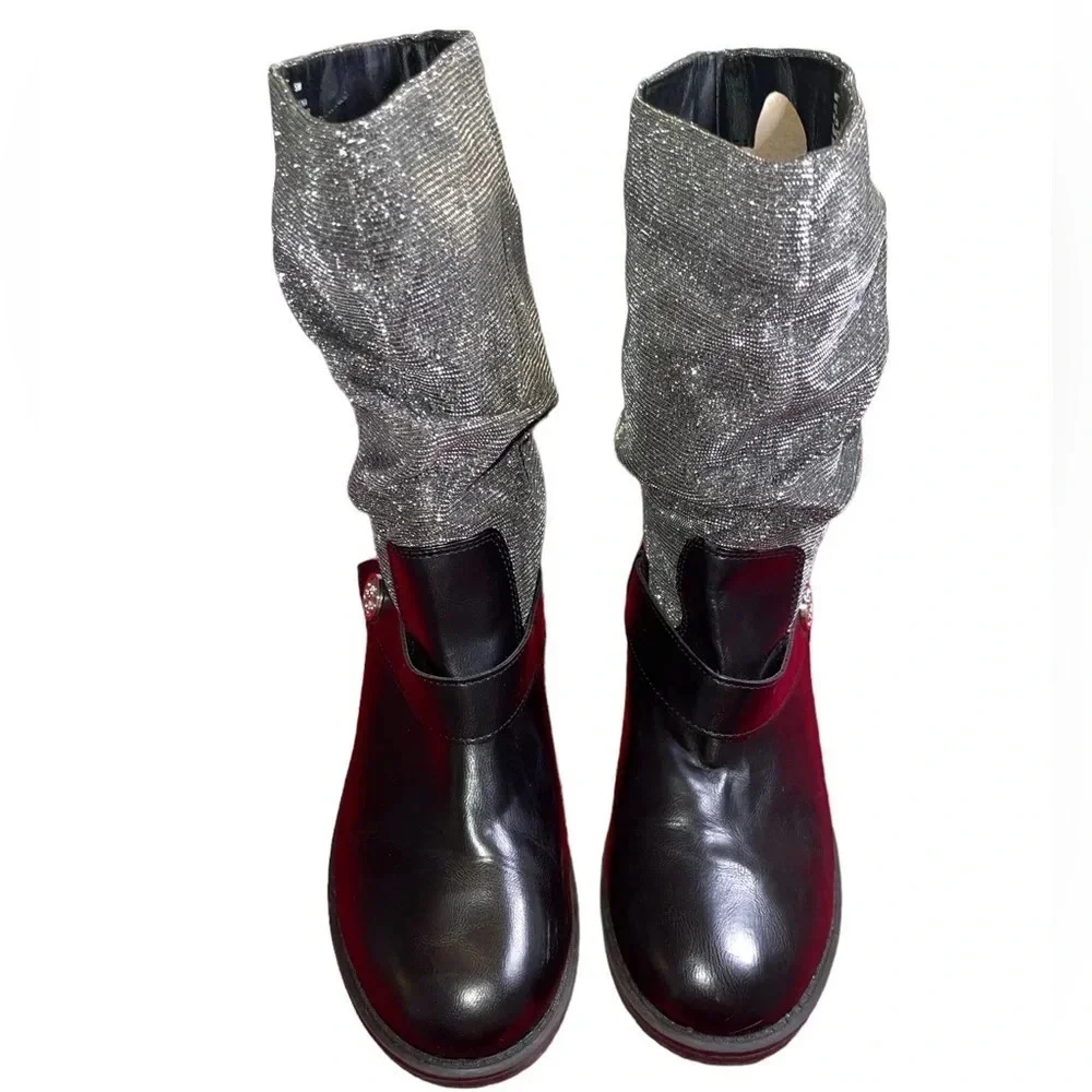 Jessica Simpson Kid's Girls' Summit Boot Black Metallic 5M US Big Kid